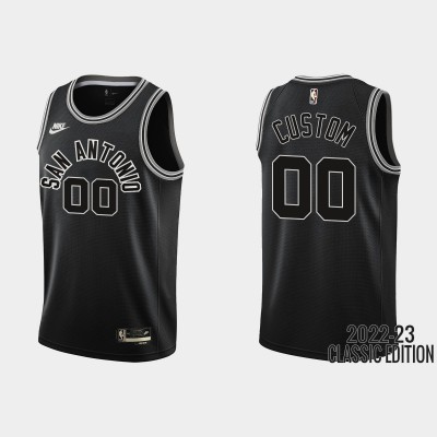 San Antonio Spurs Custom Black Men's Nike NBA 2022 23 Classic Edition Jersey